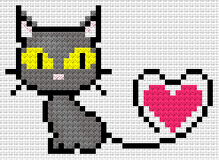 Схема вышивки "Кошечка с сердечком"