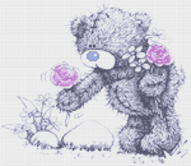 Схема вышивки "Медвежонок Teddy собирает цветы"